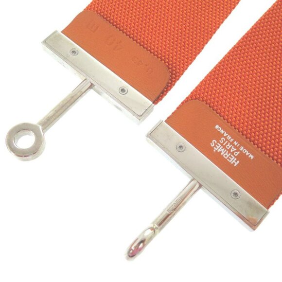 Hermes Hook Belt Waist Belt Nylon Metal Orange Engraved I 0566 main image 4